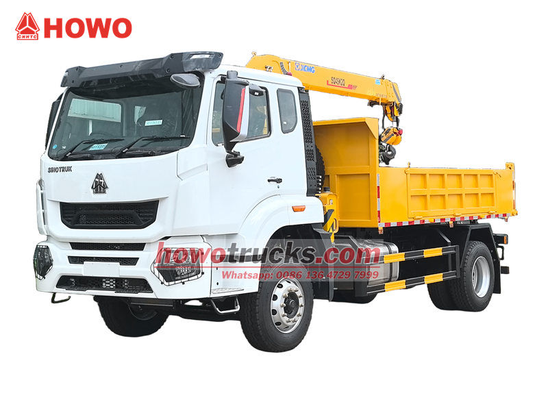 Howo truck with 4 Ton crane lift