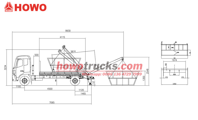 HOWO skip loader truck drawing