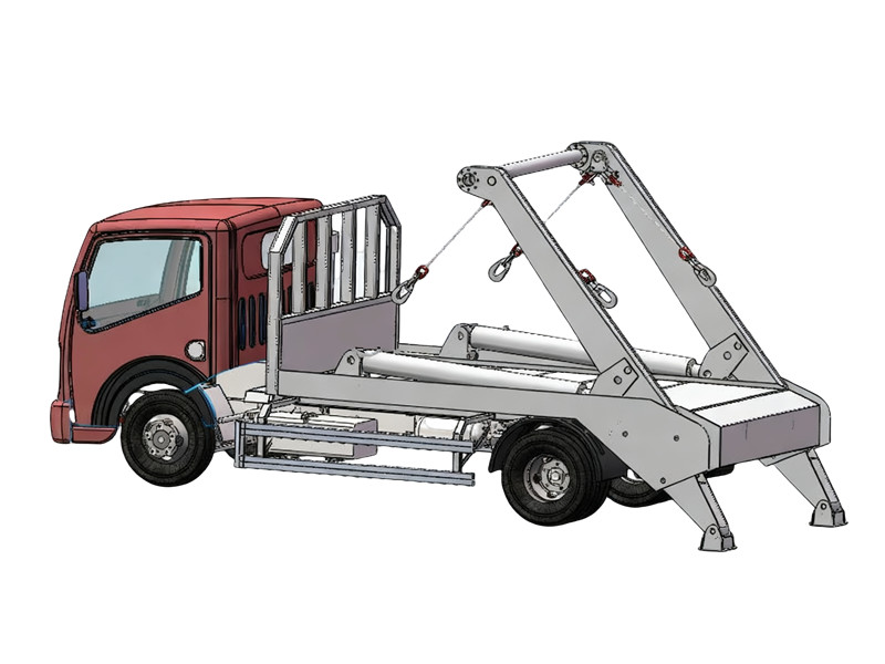 HOWO 4×4 skip loader garbage truck drawing