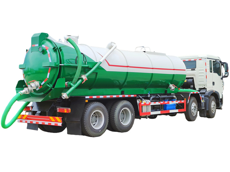 Rear view of HOWO crude oil vacuum truck