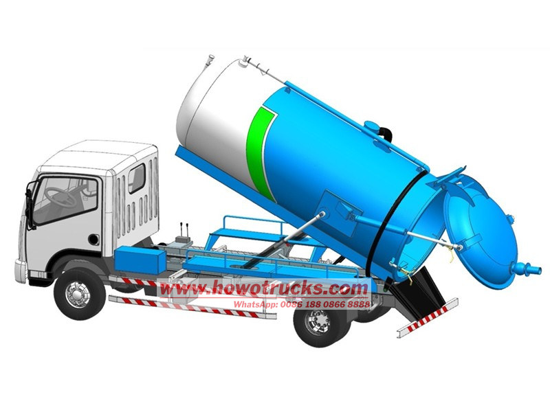 3D Technical drawing for cesspit emptier lifting type