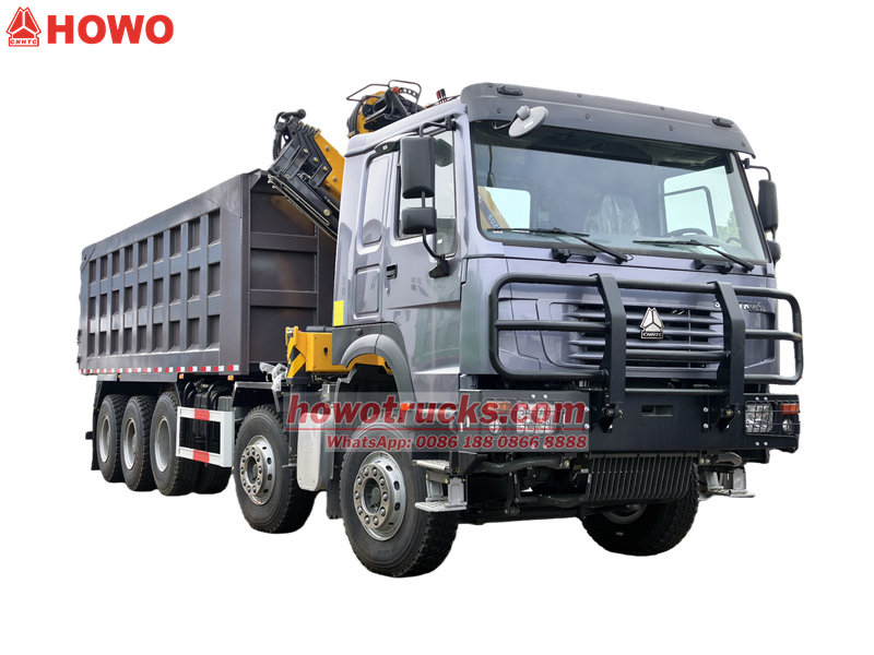 Howo 10x4 drive mining dumper with crane